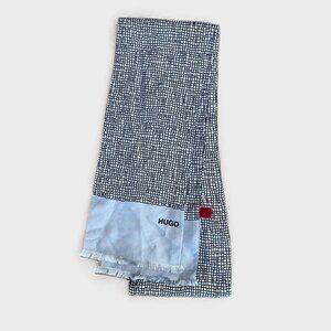 HUGO by Hugo Boss Logo Scarf – Gray & Black Grid – Unisex